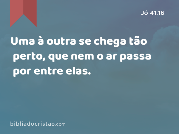 Uma à outra se chega tão perto, que nem o ar passa por entre elas. - Jó 41:16