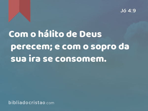 Com o hálito de Deus perecem; e com o sopro da sua ira se consomem. - Jó 4:9