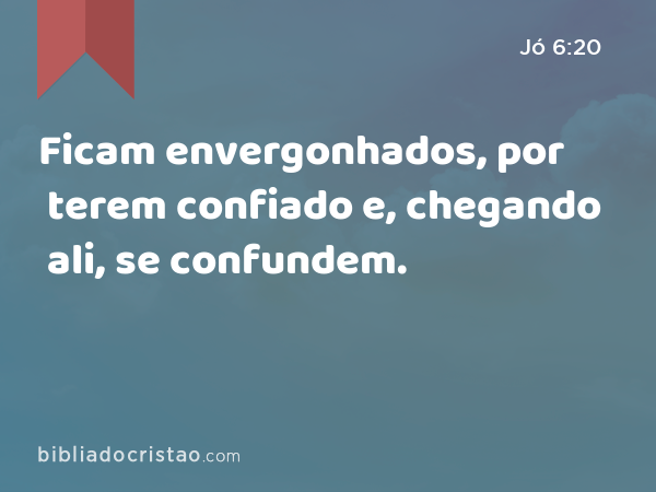 Ficam envergonhados, por terem confiado e, chegando ali, se confundem. - Jó 6:20