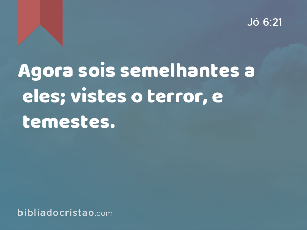 Agora sois semelhantes a eles; vistes o terror, e temestes. - Jó 6:21