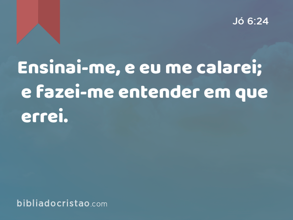 Ensinai-me, e eu me calarei; e fazei-me entender em que errei. - Jó 6:24