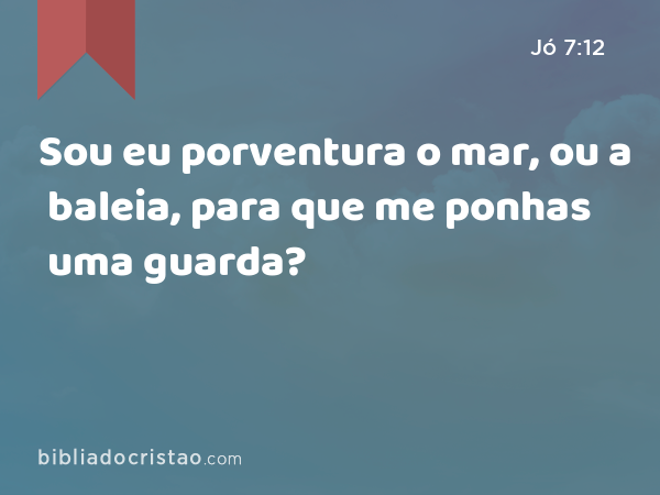 Sou eu porventura o mar, ou a baleia, para que me ponhas uma guarda? - Jó 7:12