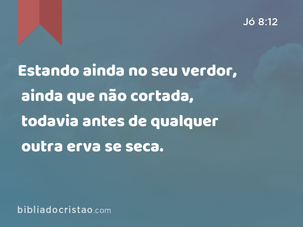 Estando ainda no seu verdor, ainda que não cortada, todavia antes de qualquer outra erva se seca. - Jó 8:12