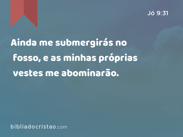 Ainda me submergirás no fosso, e as minhas próprias vestes me abominarão. - Jó 9:31