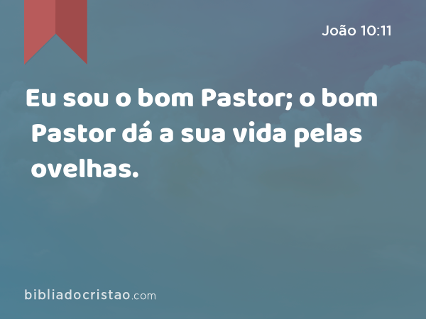 Eu sou o bom Pastor; o bom Pastor dá a sua vida pelas ovelhas. - João 10:11