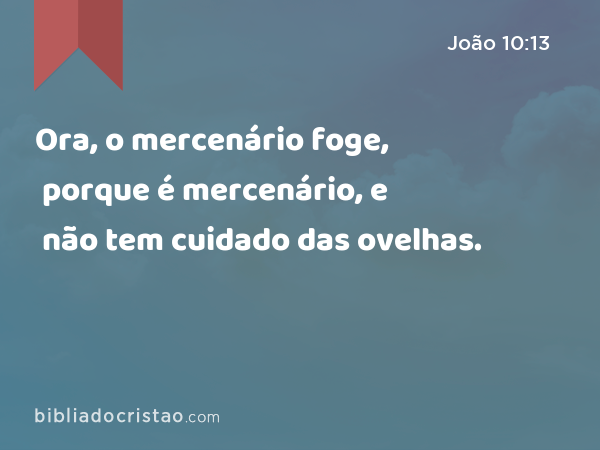 Ora, o mercenário foge, porque é mercenário, e não tem cuidado das ovelhas. - João 10:13