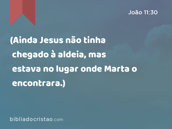 (Ainda Jesus não tinha chegado à aldeia, mas estava no lugar onde Marta o encontrara.) - João 11:30