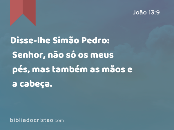 Disse-lhe Simão Pedro: Senhor, não só os meus pés, mas também as mãos e a cabeça. - João 13:9