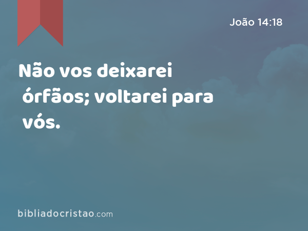 Não vos deixarei órfãos; voltarei para vós. - João 14:18