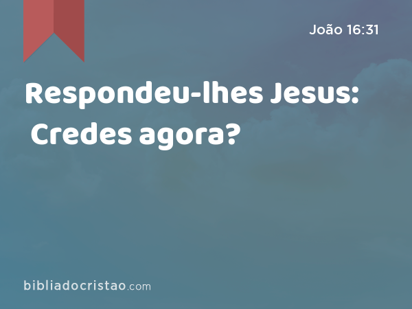 Respondeu-lhes Jesus: Credes agora? - João 16:31