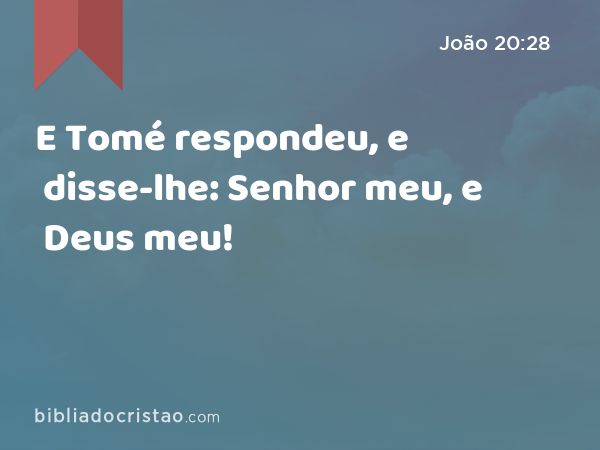 E Tomé respondeu, e disse-lhe: Senhor meu, e Deus meu! - João 20:28