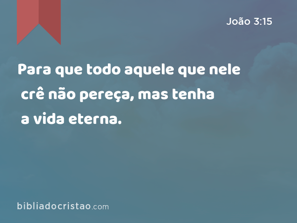 Para que todo aquele que nele crê não pereça, mas tenha a vida eterna. - João 3:15