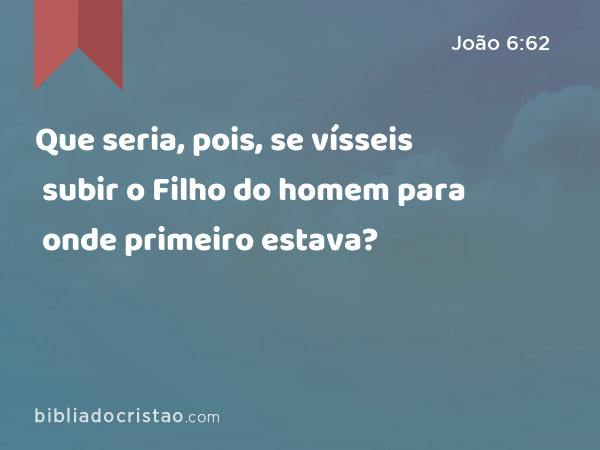 Que seria, pois, se vísseis subir o Filho do homem para onde primeiro estava? - João 6:62