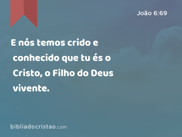 E nós temos crido e conhecido que tu és o Cristo, o Filho do Deus vivente. - João 6:69