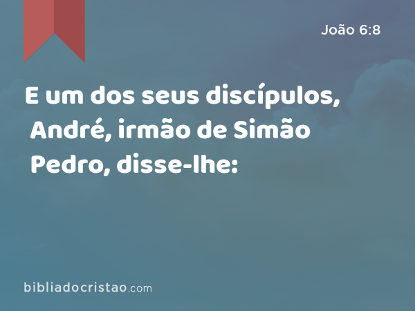 E um dos seus discípulos, André, irmão de Simão Pedro, disse-lhe: - João 6:8