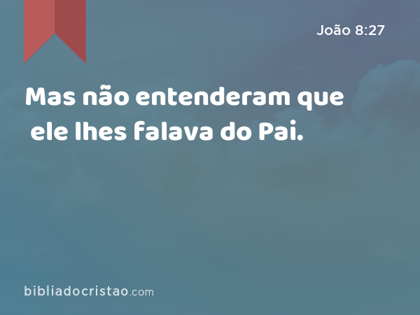 Mas não entenderam que ele lhes falava do Pai. - João 8:27