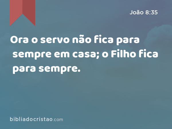 Ora o servo não fica para sempre em casa; o Filho fica para sempre. - João 8:35