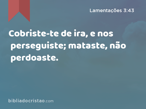 Cobriste-te de ira, e nos perseguiste; mataste, não perdoaste. - Lamentações 3:43