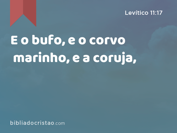 E o bufo, e o corvo marinho, e a coruja, - Levítico 11:17