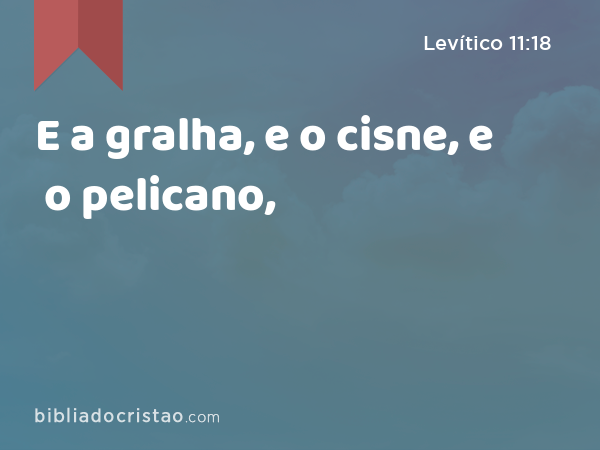 E a gralha, e o cisne, e o pelicano, - Levítico 11:18