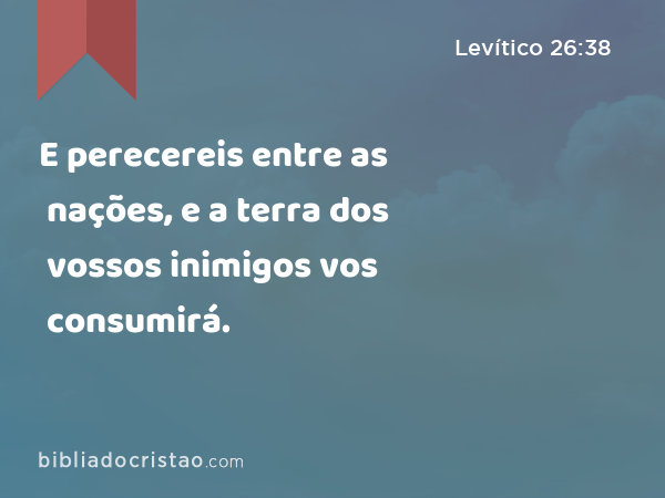 E perecereis entre as nações, e a terra dos vossos inimigos vos consumirá. - Levítico 26:38