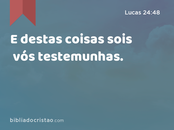 E destas coisas sois vós testemunhas. - Lucas 24:48