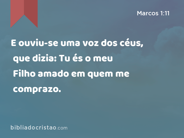 E ouviu-se uma voz dos céus, que dizia: Tu és o meu Filho amado em quem me comprazo. - Marcos 1:11