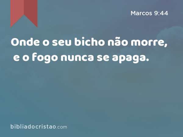 Onde o seu bicho não morre, e o fogo nunca se apaga. - Marcos 9:44