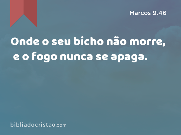 Onde o seu bicho não morre, e o fogo nunca se apaga. - Marcos 9:46