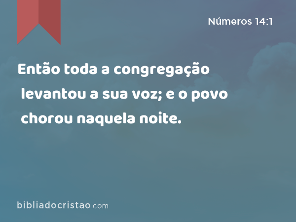 Então toda a congregação levantou a sua voz; e o povo chorou naquela noite. - Números 14:1