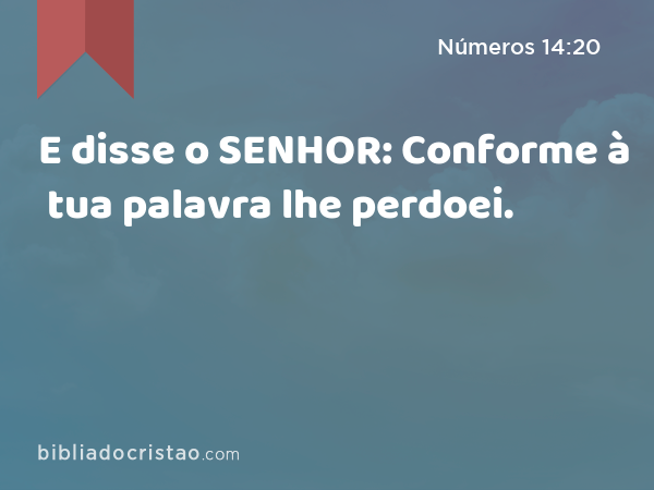 E disse o SENHOR: Conforme à tua palavra lhe perdoei. - Números 14:20