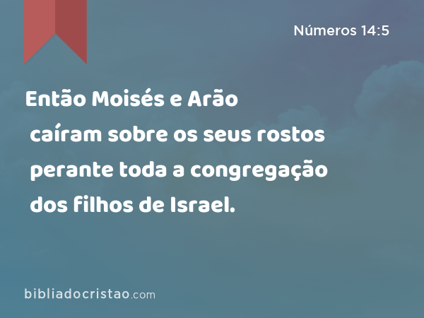 Então Moisés e Arão caíram sobre os seus rostos perante toda a congregação dos filhos de Israel. - Números 14:5