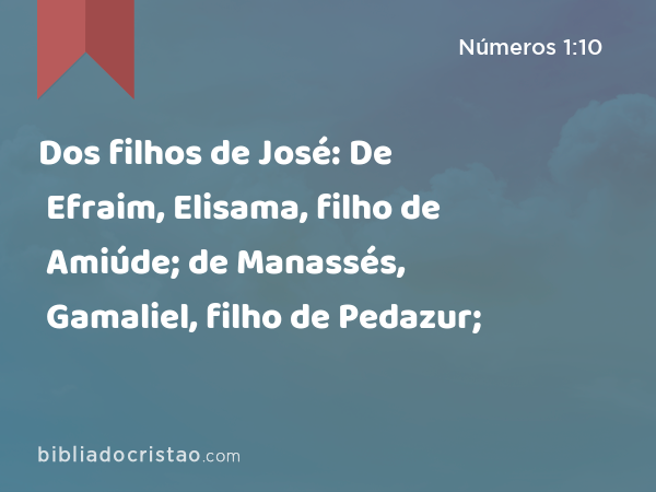 Dos filhos de José: De Efraim, Elisama, filho de Amiúde; de Manassés, Gamaliel, filho de Pedazur; - Números 1:10