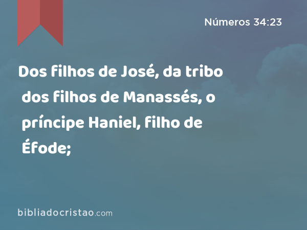 Dos filhos de José, da tribo dos filhos de Manassés, o príncipe Haniel, filho de Éfode; - Números 34:23