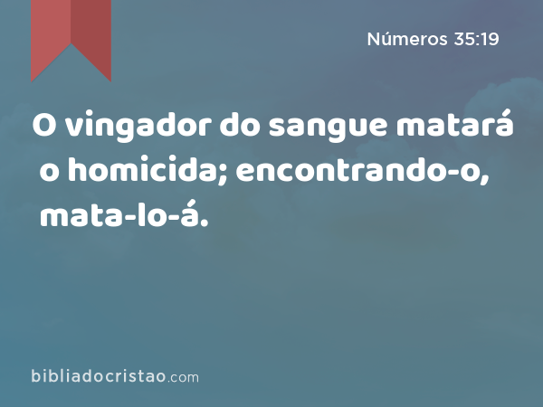 O vingador do sangue matará o homicida; encontrando-o, mata-lo-á. - Números 35:19