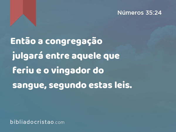 Então a congregação julgará entre aquele que feriu e o vingador do sangue, segundo estas leis. - Números 35:24