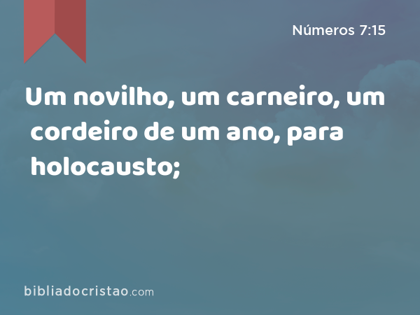 Um novilho, um carneiro, um cordeiro de um ano, para holocausto; - Números 7:15