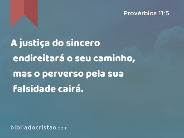 A justiça do sincero endireitará o seu caminho, mas o perverso pela sua falsidade cairá. - Provérbios 11:5