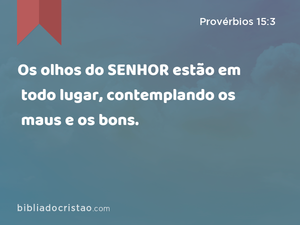 Os olhos do SENHOR estão em todo lugar, contemplando os maus e os bons. - Provérbios 15:3