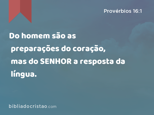 Do homem são as preparações do coração, mas do SENHOR a resposta da língua. - Provérbios 16:1