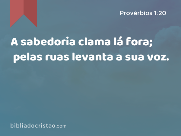 A sabedoria clama lá fora; pelas ruas levanta a sua voz. - Provérbios 1:20