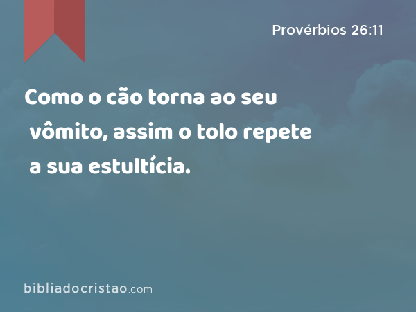 Como o cão torna ao seu vômito, assim o tolo repete a sua estultícia. - Provérbios 26:11