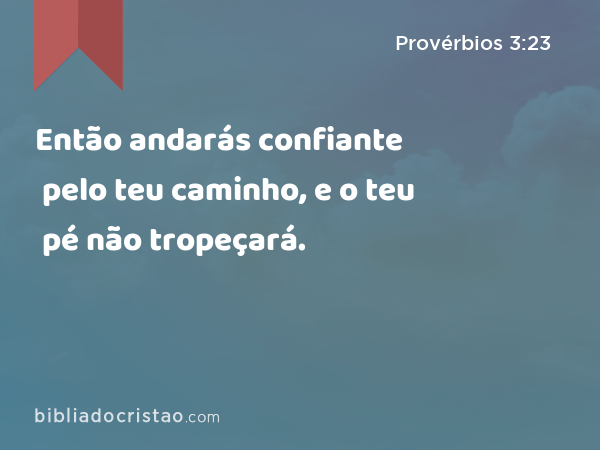 Então andarás confiante pelo teu caminho, e o teu pé não tropeçará. - Provérbios 3:23