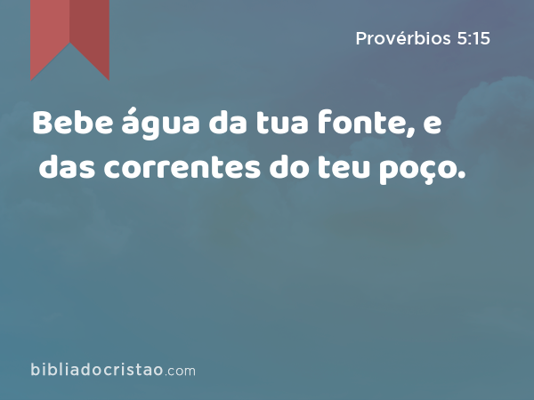 Bebe água da tua fonte, e das correntes do teu poço. - Provérbios 5:15