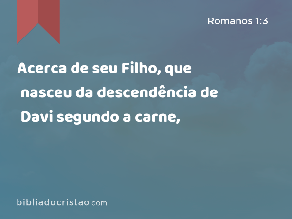 Acerca de seu Filho, que nasceu da descendência de Davi segundo a carne, - Romanos 1:3