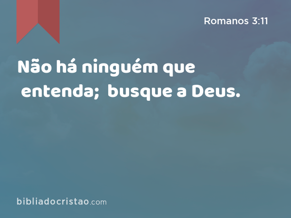 Não há ninguém que entenda; Não há ninguém que busque a Deus. - Romanos 3:11