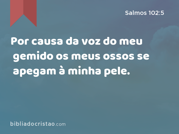 Por causa da voz do meu gemido os meus ossos se apegam à minha pele. - Salmos 102:5