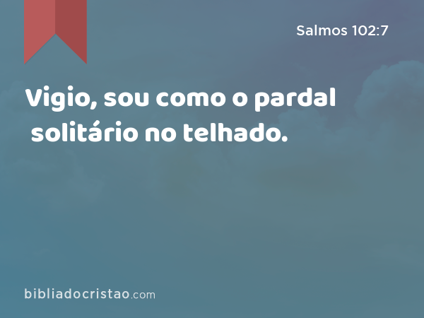 Vigio, sou como o pardal solitário no telhado. - Salmos 102:7