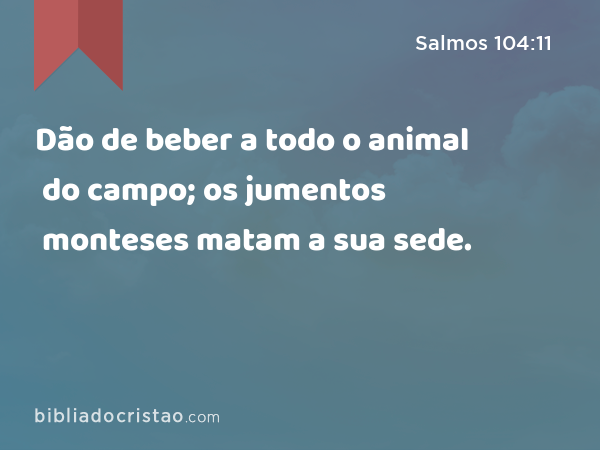 Dão de beber a todo o animal do campo; os jumentos monteses matam a sua sede. - Salmos 104:11