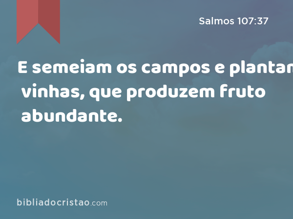 E semeiam os campos e plantam vinhas, que produzem fruto abundante. - Salmos 107:37